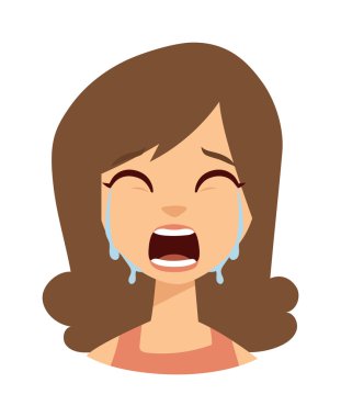 Woman crying vector illustration.
