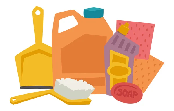 House cleaning hygiene and products flat vector icons set — ストックベクタ