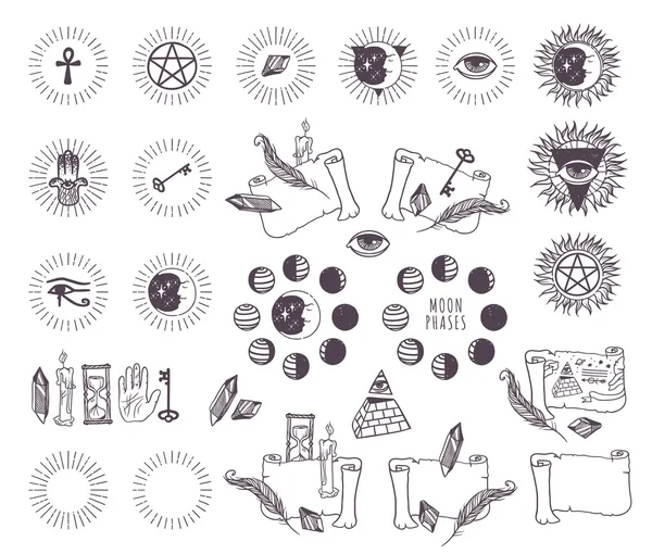 Astrología iconos vectoriales esotéricos . — Vector de stock