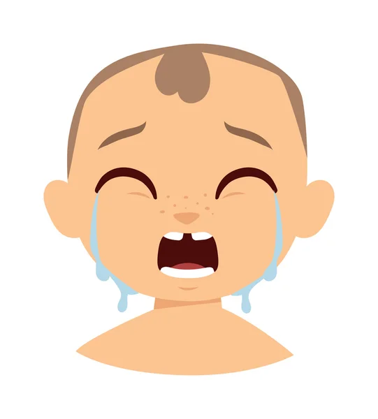 Crying Boy Face Vector Ilustración . — Archivo Imágenes Vectoriales