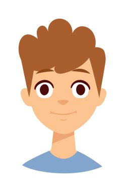 Boy smile face vector illustration.