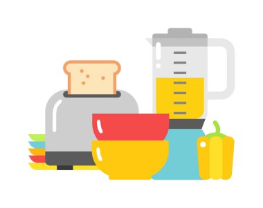 Sağlıklı kahvaltı vektör illüstrasyon.