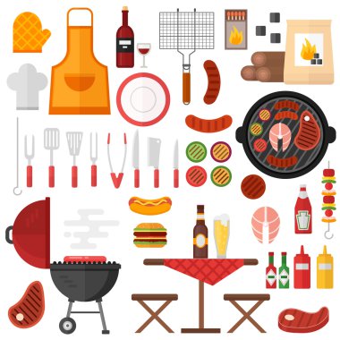 Barbekü barbekü simgeleri vektör illüstrasyon.