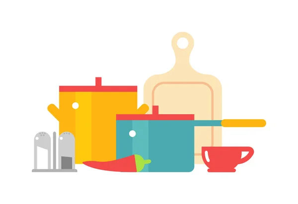 Sada ikon pro nádobí, ilustrace. — Stockový vektor