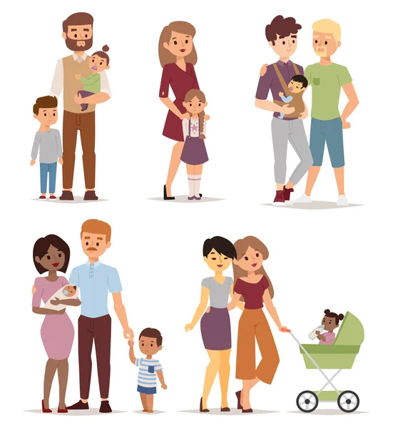 Verschillende familie vector illustratie. — Stockvector