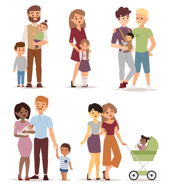 Diferentes ilustraciones de vectores familiares . — Vector de stock