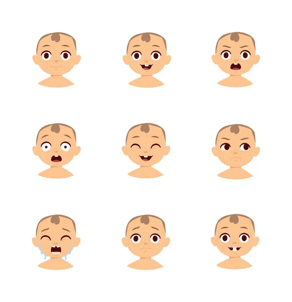 Émoticônes de bébé et jeu de vecteurs emoji enfant . — Image vectorielle