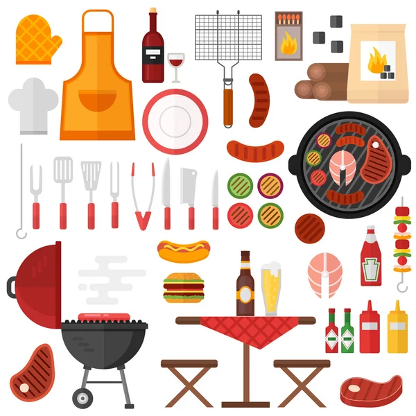 Iconos barbacoa barbacoa vector ilustración . — Vector de stock