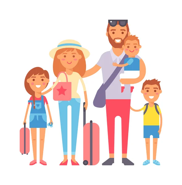 Illustrazione vettoriale famiglia vacanze . — Vettoriale Stock