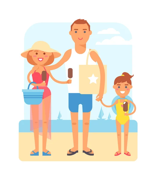 Illustration vectorielle famille vacances . — Image vectorielle
