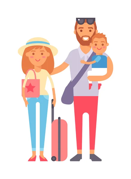 Illustration vectorielle famille vacances . — Image vectorielle