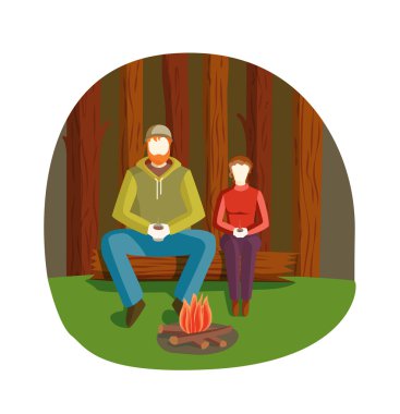 Şenlik ateşi gece vektör illüstrasyon.