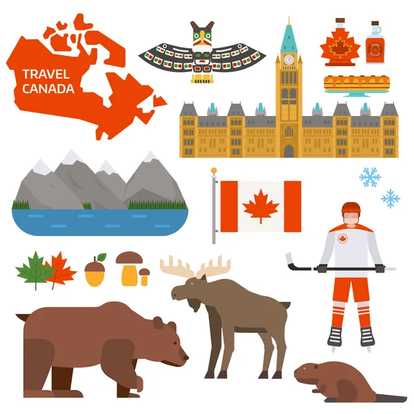 Canadá símbolos vector ilustración . — Vector de stock