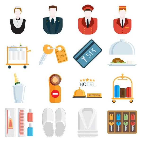 Iconos del hotel Ilustración vectorial . — Vector de stock