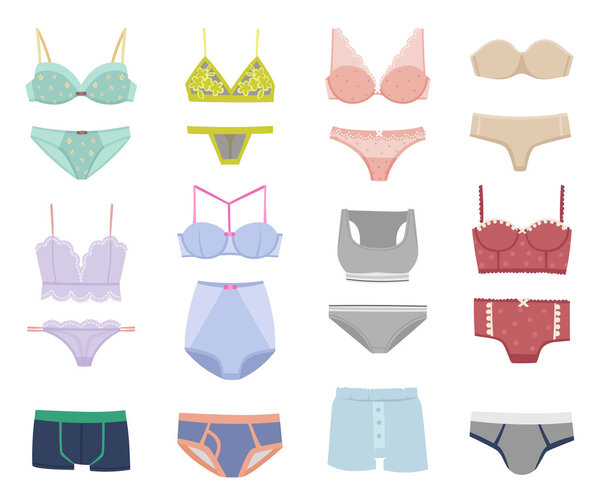 Underwear isolated vector set.