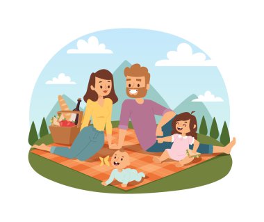 Aile piknik yaz vektörü