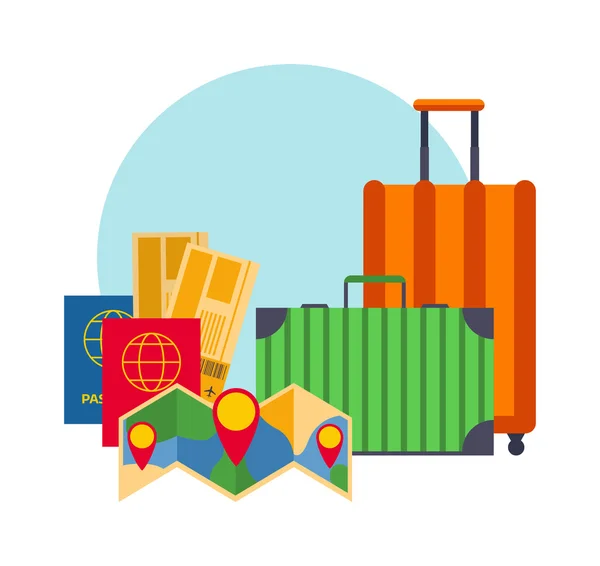 Τα σύμβολα των ταξιδιών για τις βαλίτσες. — Διανυσματικό Αρχείο