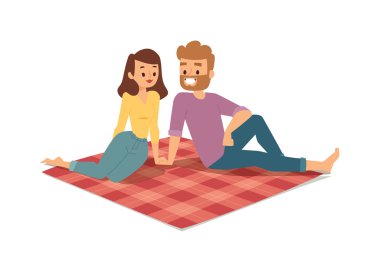 Genç çiftin piknik vektör yaz