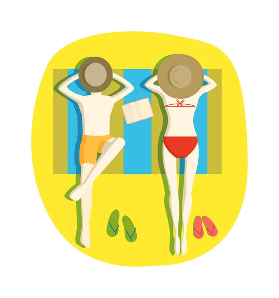 Pareja en playa vector ilustración . — Archivo Imágenes Vectoriales