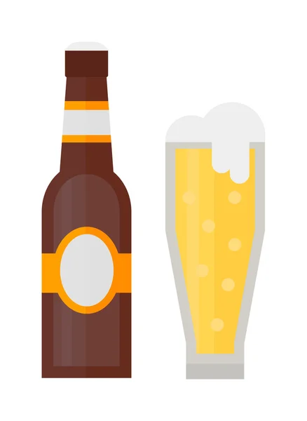 Cerveza botella de vidrio vector ilustración . — Vector de stock