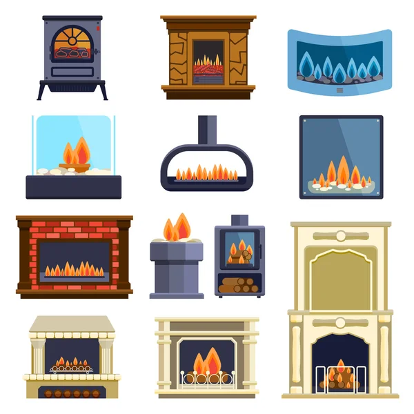 Conjunto de iconos de chimenea vectorial . — Archivo Imágenes Vectoriales