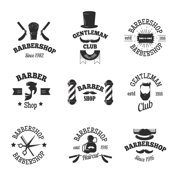 Barbería tiendas símbolos vector conjunto . — Vector de stock