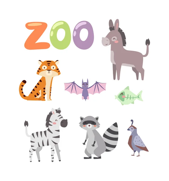 Ensemble vectoriel animaux zoo . — Image vectorielle