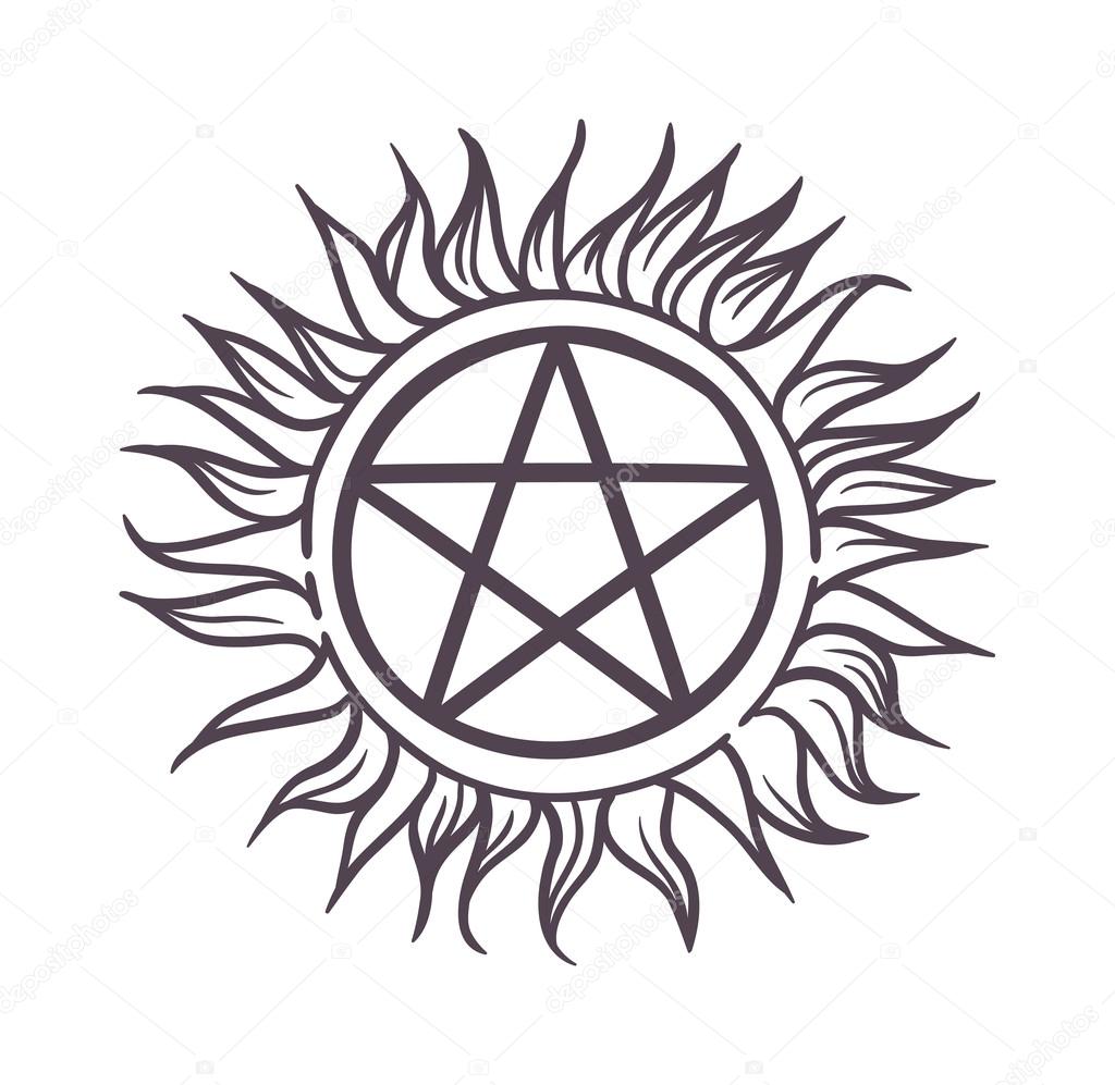 Star sun logo monochrome hand draw and star sun logo hipster style retro vector. Starburst with ray for badge label or logo magic esoteric symbol. Sketch hand drawn creative pentagram.