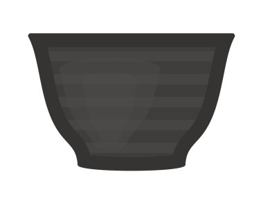 Black soup cup plate pot vector