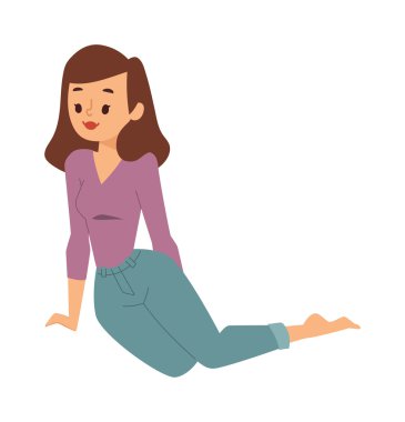 Kız vektör çizim oturma.