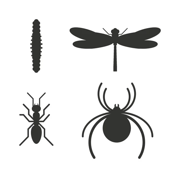 Icono de insecto iconos silueta negro — Vector de stock