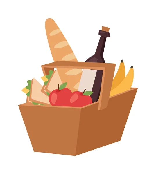 Picnic product basket vector illustration. — Stock Vector