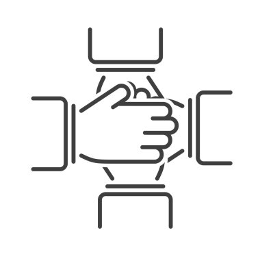 Dostluk simgesi ekibi birlikte takım çalışması vektör çizgi sanatı.