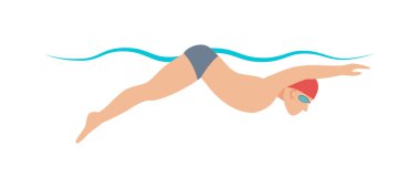 Dynamic swimmer pool sport vector illustration.