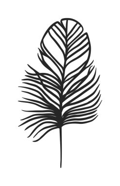 Decorative black feather vector.