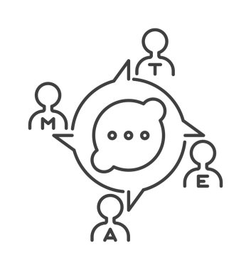 İletişim kavramı sembolü anahat vektörü.