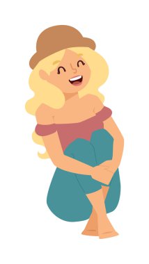 Singing girl vector illustration.