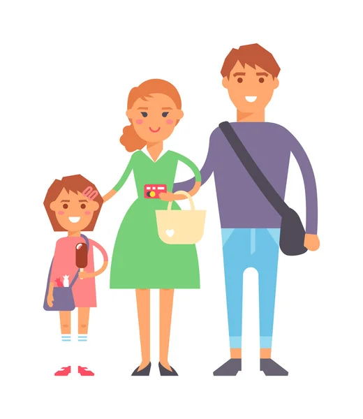 Shopping family vector illustration. — 图库矢量图片