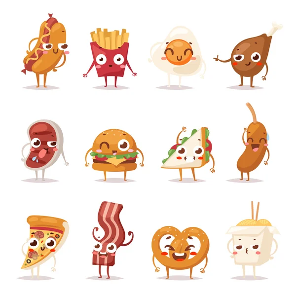 Fast food emocje wektor ilustracji. — Wektor stockowy