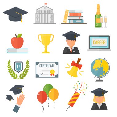 Mezuniyet eğitim vektör set.