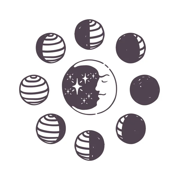 Ensemble vectoriel phases de lune . — Image vectorielle