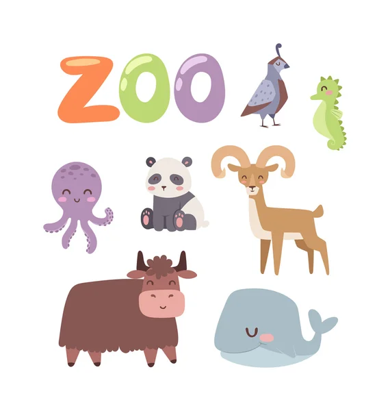 Ζώων ζωολογικών κήπων διανυσματικά σύνολο. — Διανυσματικό Αρχείο