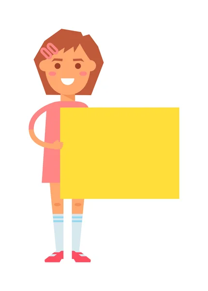 Chica y banner vector ilustración . — Vector de stock