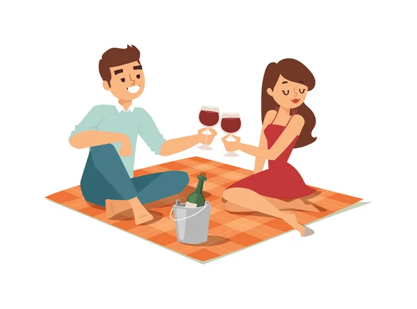 Date flirting boy and girl vector illustration. — Stock Vector