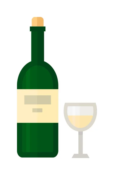 Glas und Flasche Wein Vektor Illustration. — Stockvektor