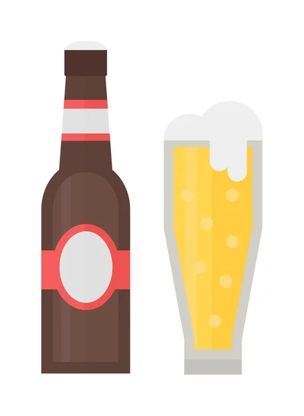 Cerveza botella de vidrio vector ilustración . — Vector de stock