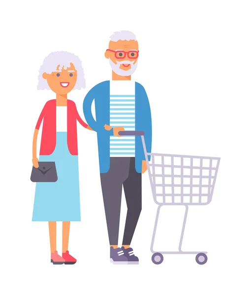 Compras pareja vector ilustración . — Archivo Imágenes Vectoriales