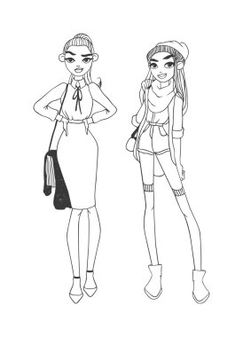 Moda kızı vektör çizimi.