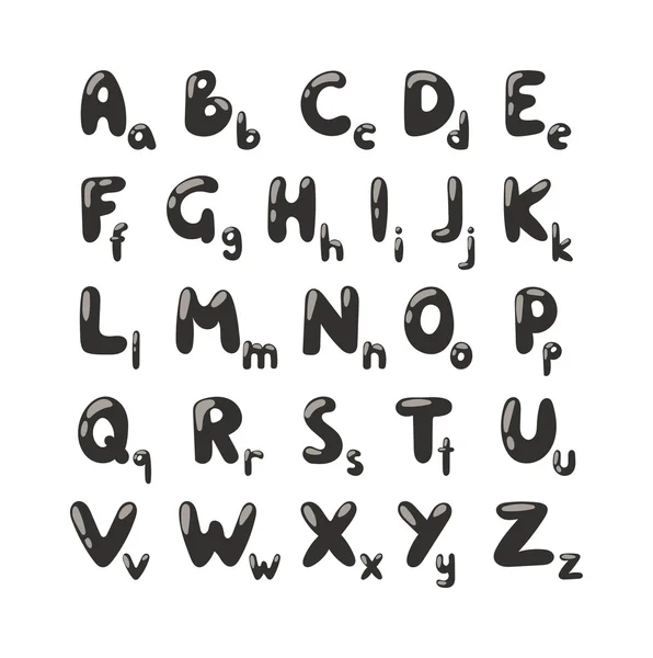 Alfabeto silhueta preta desenho animado ilustração vetorial . — Vetor de Stock