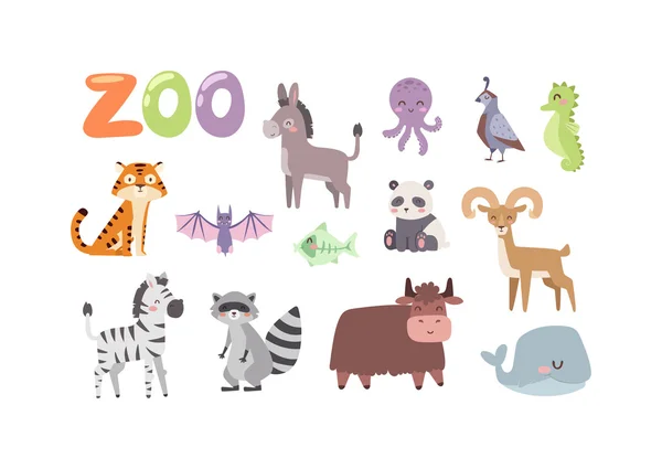 Zoo animals vector set. — Stock Vector